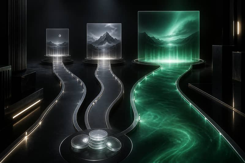 Three paths representing Grok credit plans and an unlimited AI image generation option